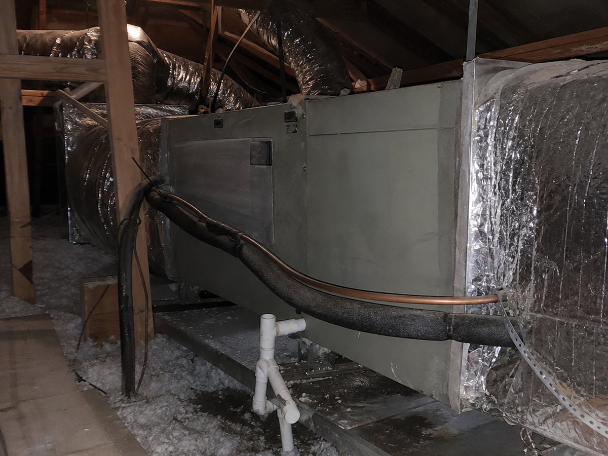 Attic air handler in an older Kissimmee home