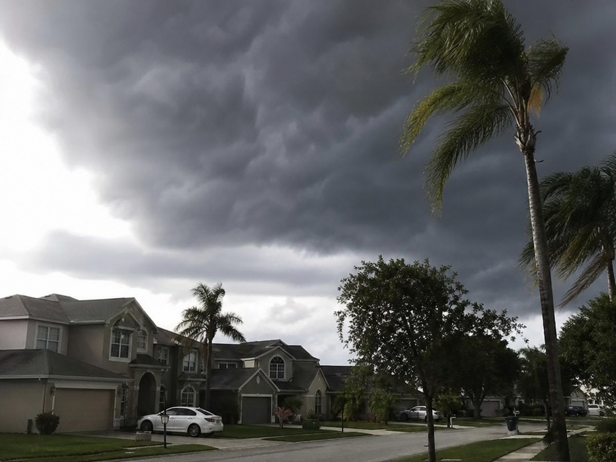 Stormy Kissimmee street before AC electrical repair calls